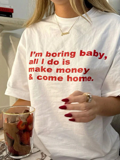 SXV 'i am boring baby’ Printed Cool Aesthetic Oversized Baggy T-shirt