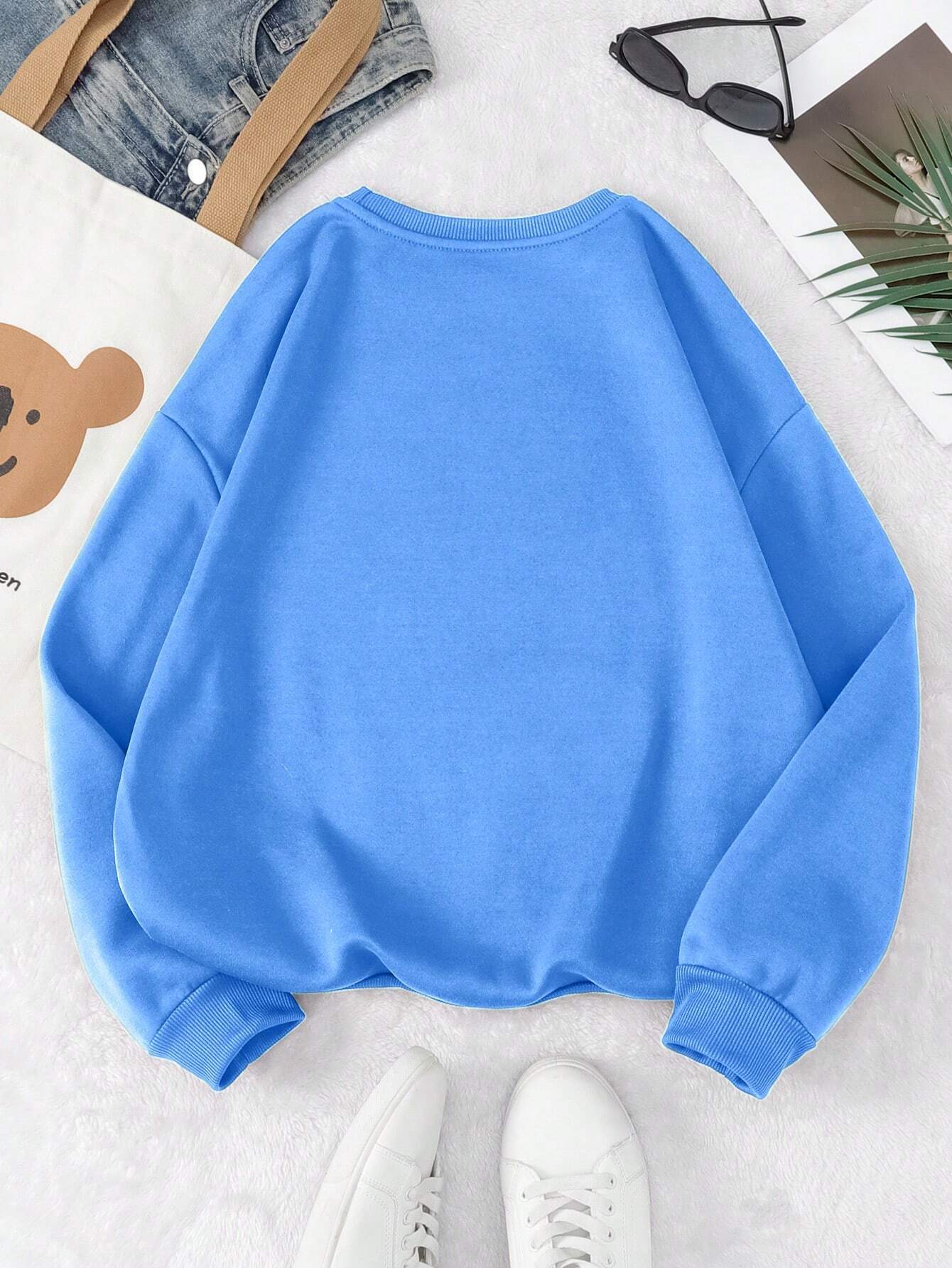 SXV Women's Casual Checkered Printed Fleece Sweatshirt