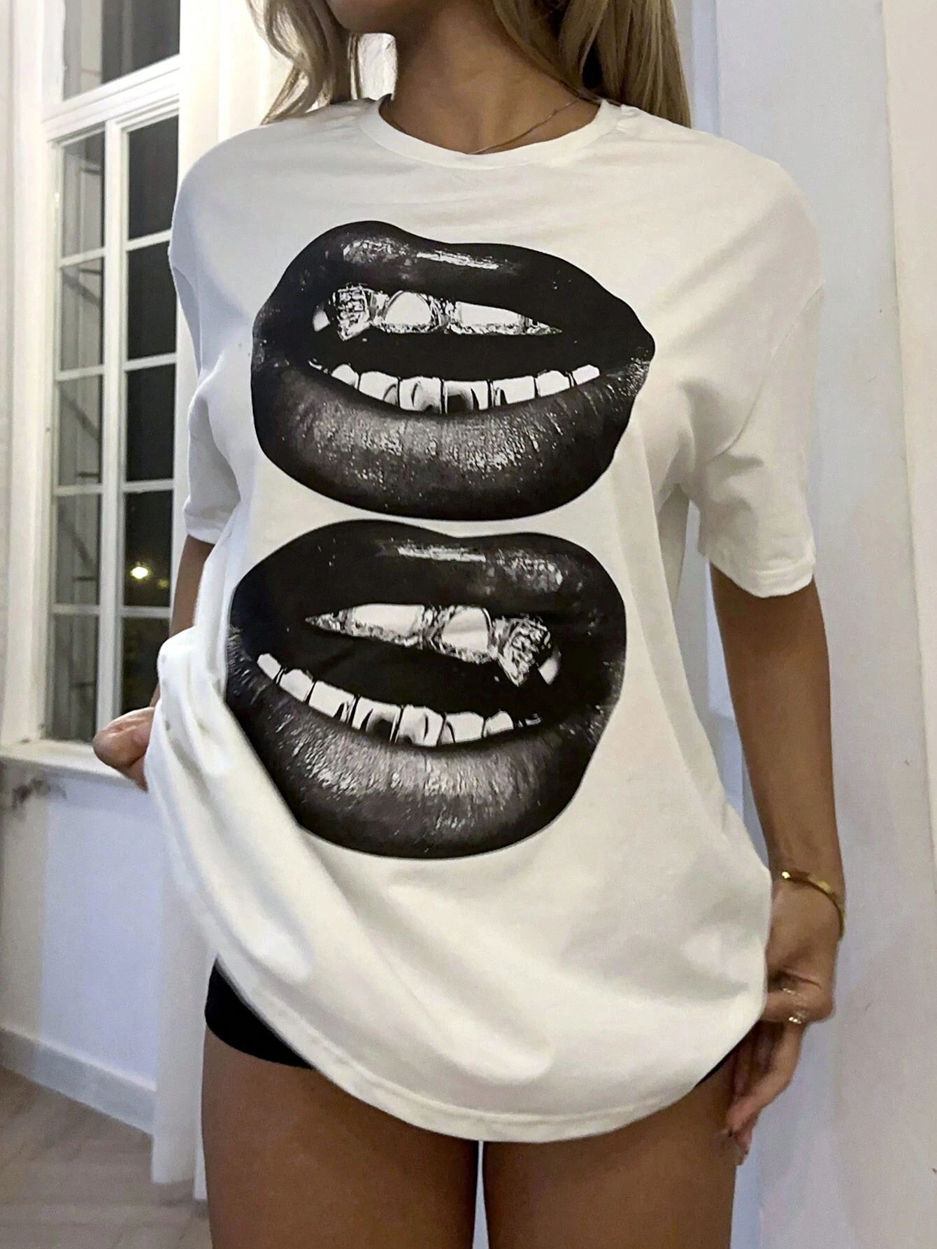 SXV 'AUTAM LIP’ Printed Cool Aesthetic Oversized Baggy T-shirt