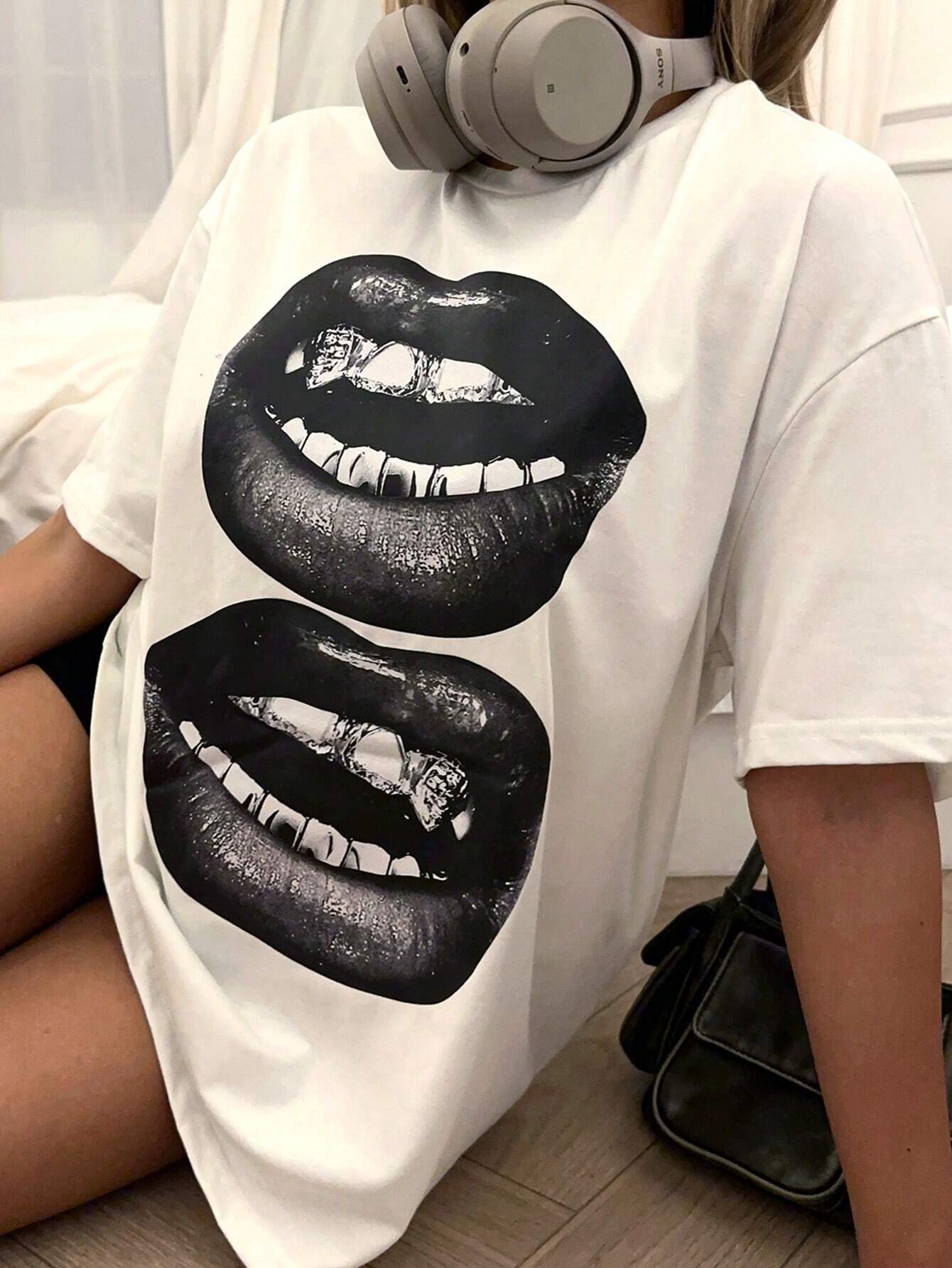 SXV 'AUTAM LIP’ Printed Cool Aesthetic Oversized Baggy T-shirt