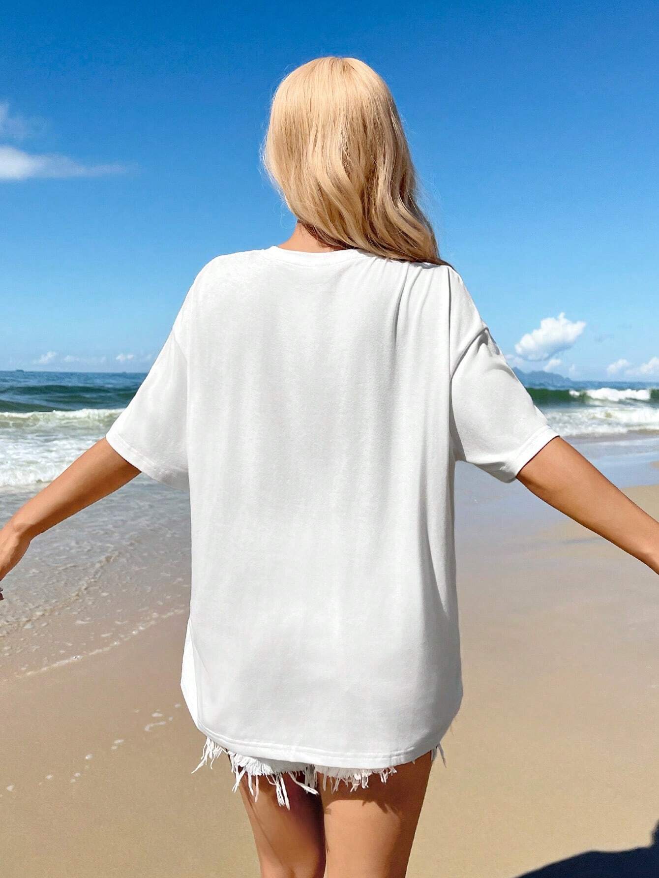 SXV 'Minimalist Flower’ Printed Cool Aesthetic Oversized Baggy T-shirt