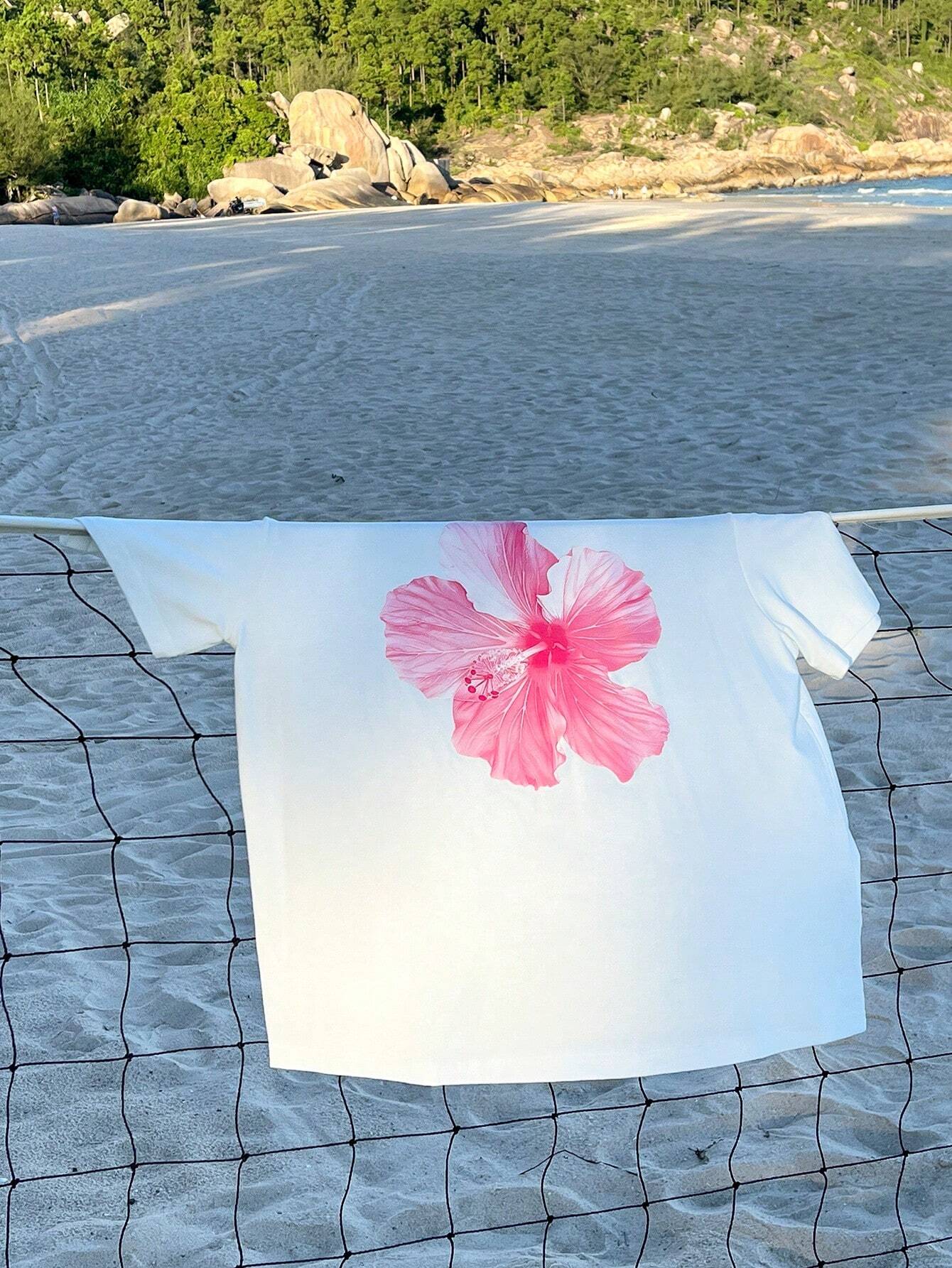 SXV 'Minimalist Flower’ Printed Cool Aesthetic Oversized Baggy T-shirt