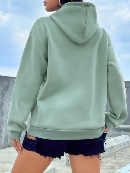SXV Kangaroo Pocket Drop Shoulder Drawstring Thermal Hoodie