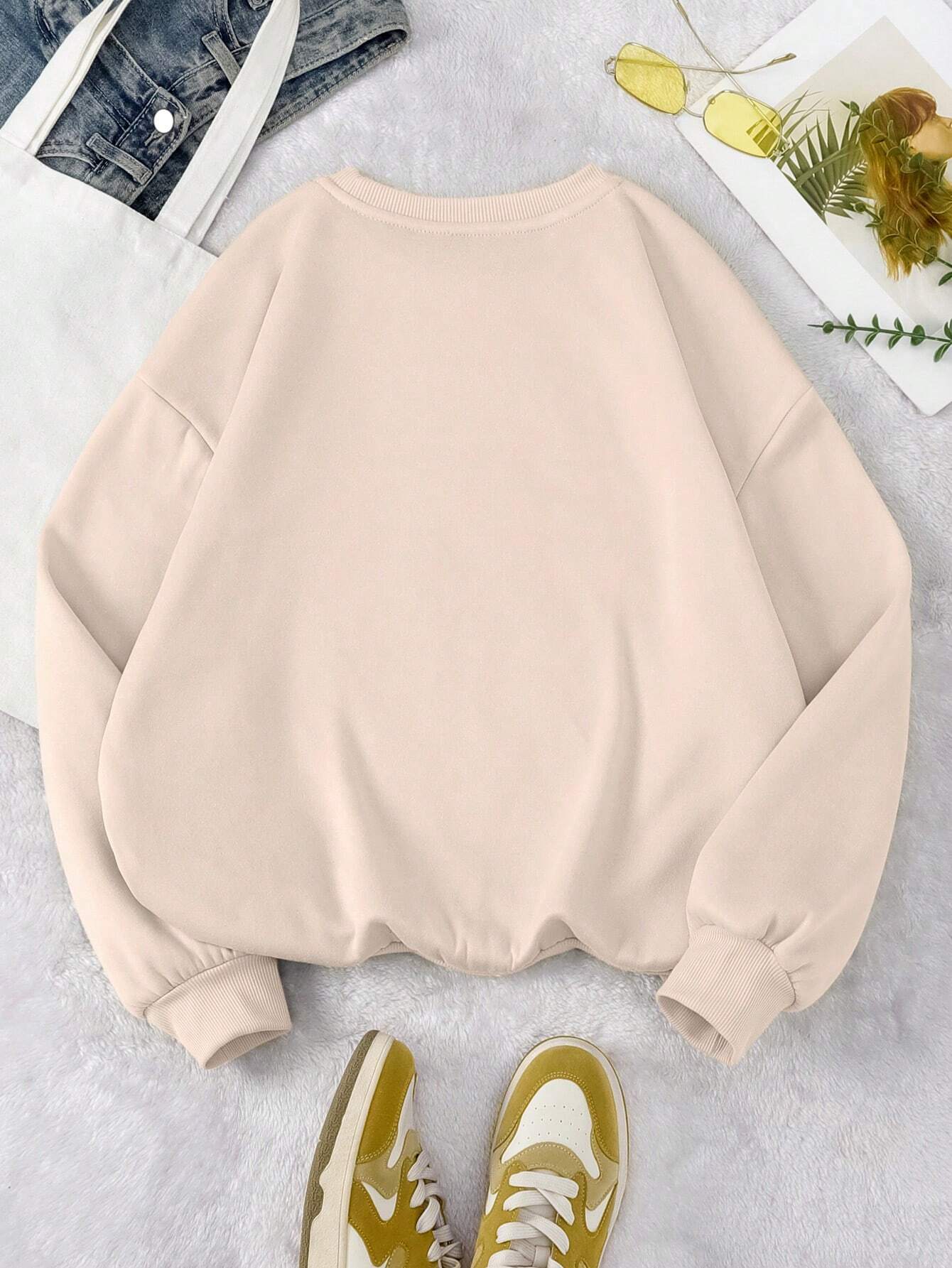 SXV Women's Casual Checkered Printed Fleece Sweatshirt