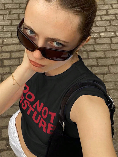 SXV Women Summer Slogan Printed Round Neck Short Sleeve Casual T-Shirt