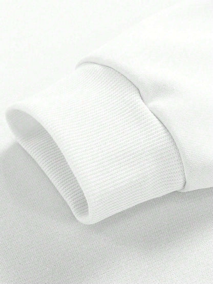 SXV Men's Casual Loose Fit Letter Print Round Neck Long Sleeve Sweatshirt, Spring Autumn