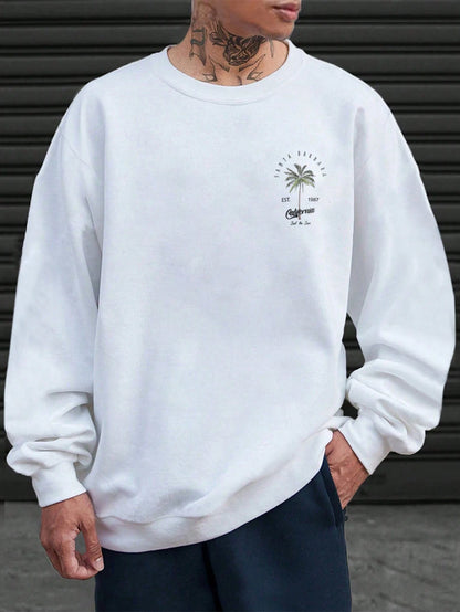 SXV 'SURF THE SUN’ Printed Cool Aesthetic Drop Shoulder Oversized Baggy Sweatshirt