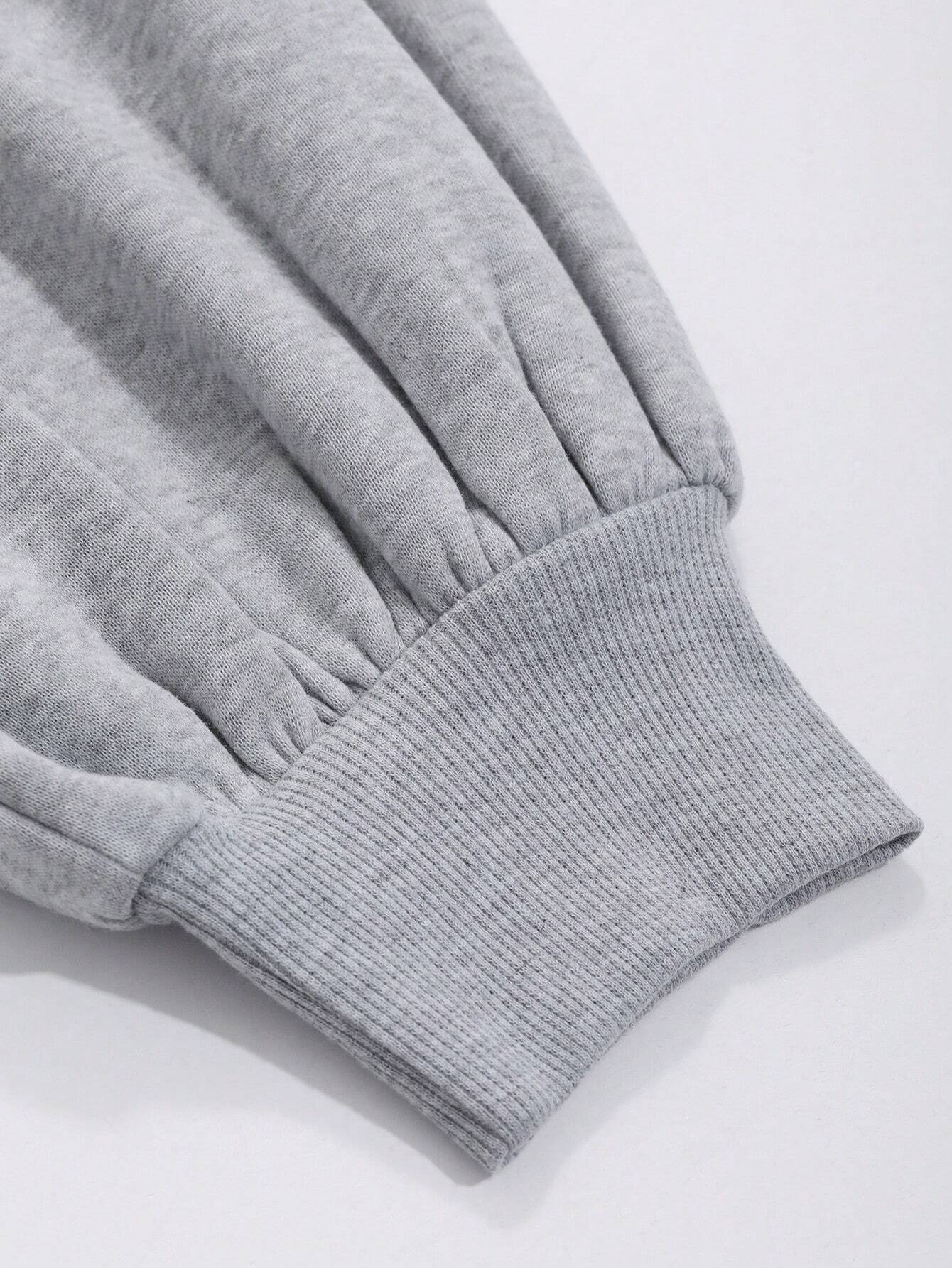 SXV Oversized Women's Asymmetrical Neck Loose Fleece Sweatshirt