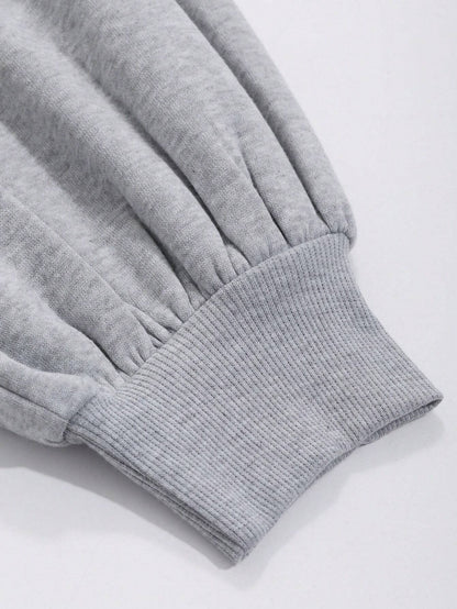 SXV Oversized Women's Asymmetrical Neck Loose Fleece Sweatshirt