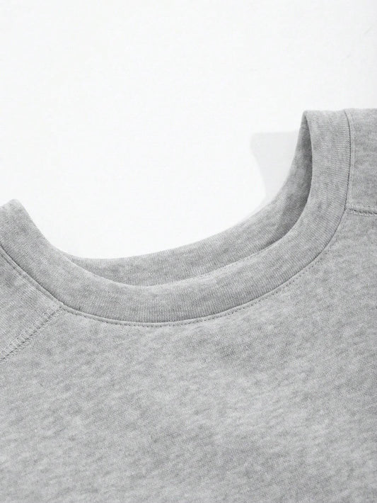 SXV 2pcs Women's Casual Solid Color Crew Neck Loose Fit Sweater And Drawstring Straight Leg Pants Set