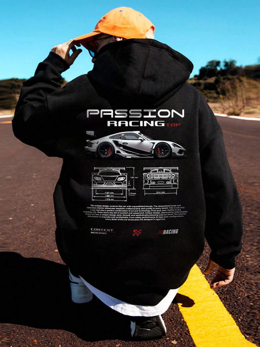 SXV 'PASSION RACING’ Printed Cool Aesthetic Sweatshirt Hoodie