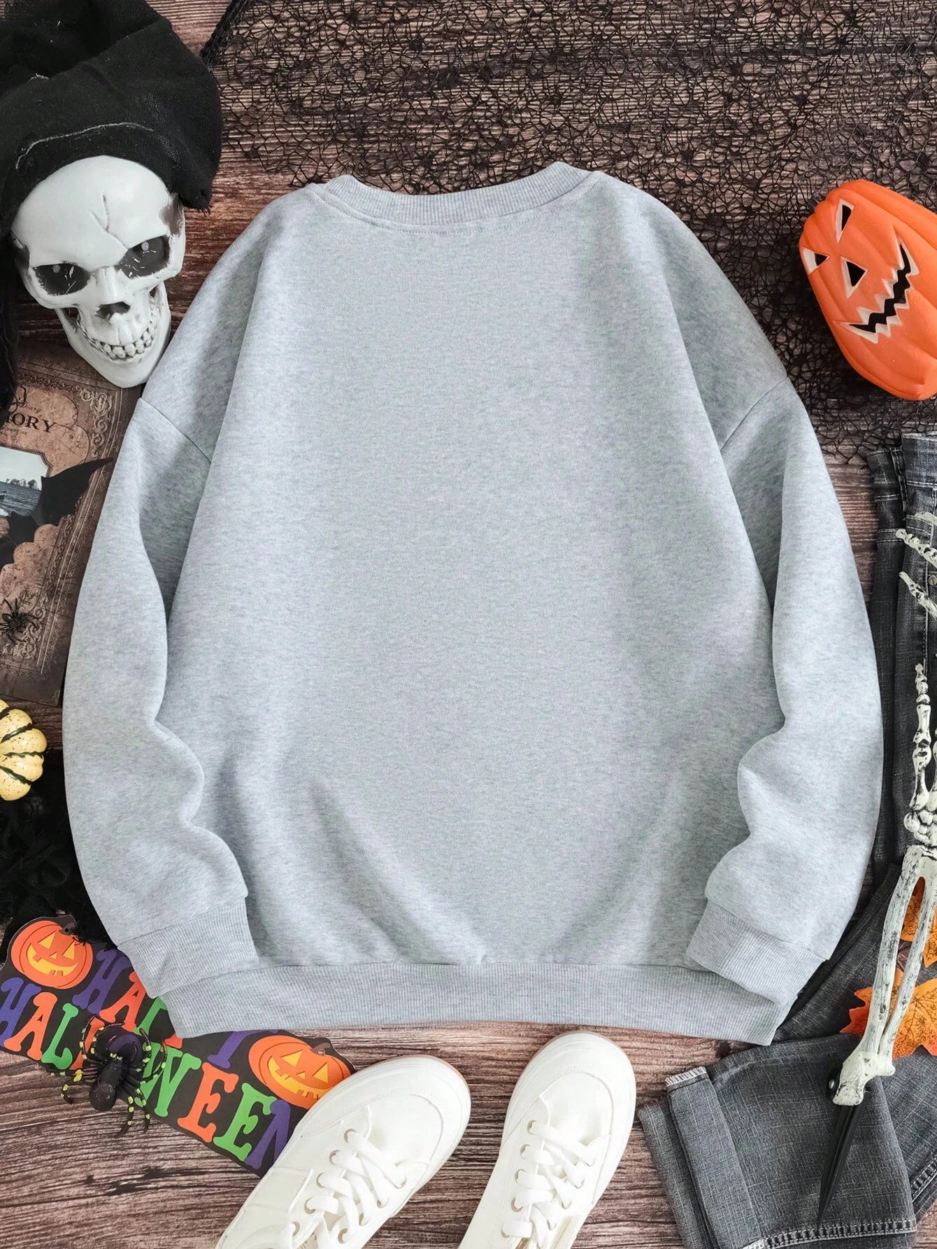 SXV Stay spooky Coffee Women Ghost Print Crewneck Long Sleeve Sweatshirt