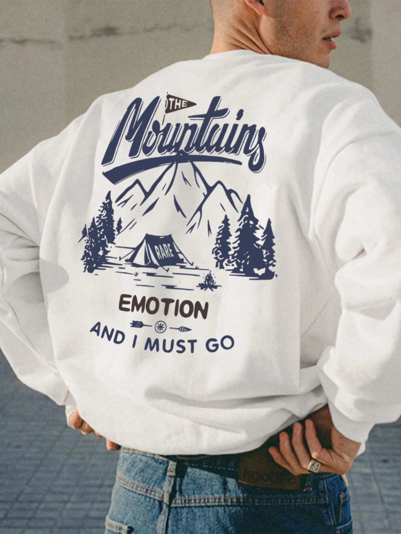 SXV Mountains Simple Printed Crew Neck Long Sleeve Sweatshirt