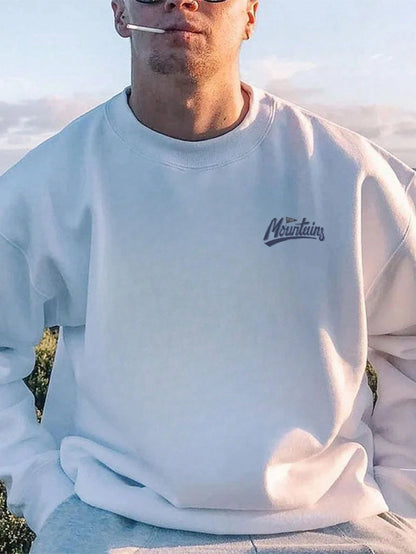SXV Mountains Simple Printed Crew Neck Long Sleeve Sweatshirt