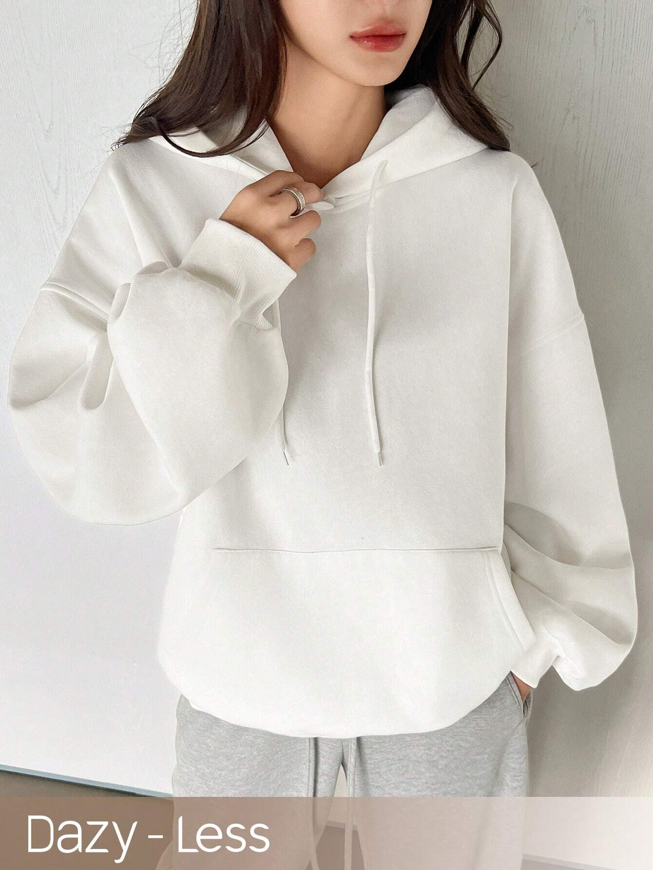 SXV Big Pocket Drop Shoulder Drawstring Hoodie,Long Sleeve Tops Old Money Style,Fall Women Clothes Sweatshirt