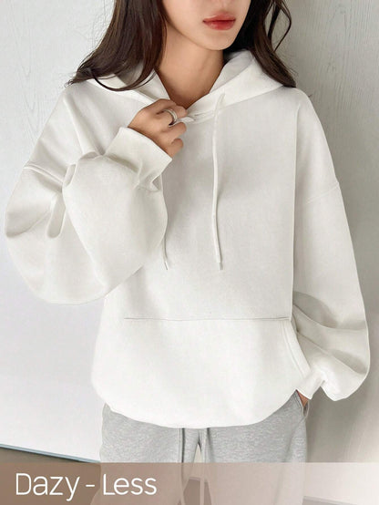 SXV Big Pocket Drop Shoulder Drawstring Hoodie,Long Sleeve Tops Old Money Style,Fall Women Clothes Sweatshirt