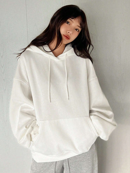 SXV Big Pocket Drop Shoulder Drawstring Hoodie,Long Sleeve Tops Old Money Style,Fall Women Clothes Sweatshirt