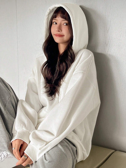 SXV Big Pocket Drop Shoulder Drawstring Hoodie,Long Sleeve Tops Old Money Style,Fall Women Clothes Sweatshirt