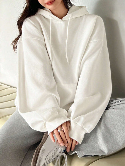 SXV Big Pocket Drop Shoulder Drawstring Hoodie,Long Sleeve Tops Old Money Style,Fall Women Clothes Sweatshirt