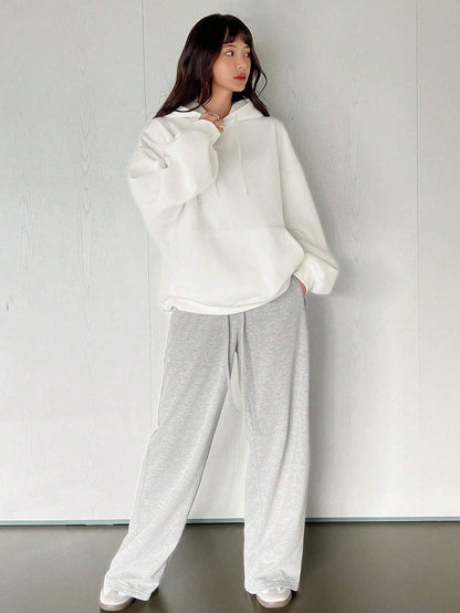 SXV Big Pocket Drop Shoulder Drawstring Hoodie,Long Sleeve Tops Old Money Style,Fall Women Clothes Sweatshirt