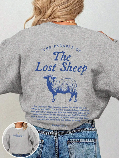 SXV Women's Casual Graphic Sweatshirt With Parable Of The Lost Sheep Bible Verse, Faith Based Christian
