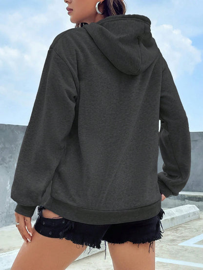 SXV Kangaroo Pocket Drop Shoulder Drawstring Thermal Hoodie