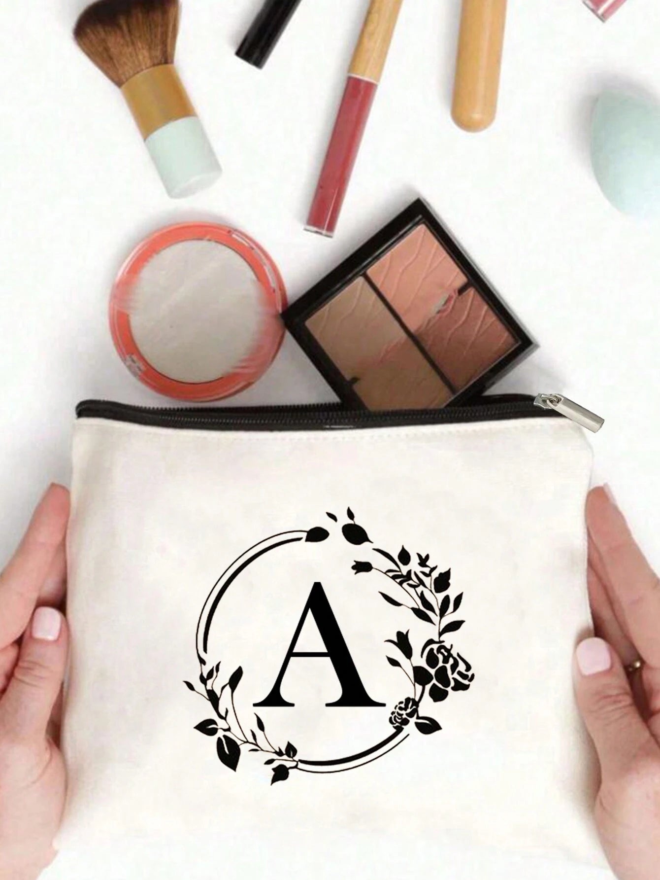 SXV Simple Storage Bag Wash Bag Canvas Makeup Bag Storage Bag Zip Around Wallet Versatile Lightweight Portable For Daily Commuter Bag For Travel Vacation