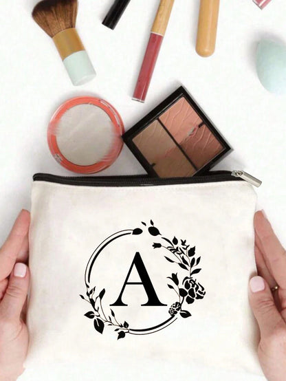 SXV Simple Storage Bag Wash Bag Canvas Makeup Bag Storage Bag Zip Around Wallet Versatile Lightweight Portable For Daily Commuter Bag For Travel Vacation