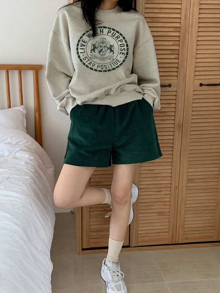 SXV Women's Fall Letter Print Life with purpose Crew Neck Long Sleeve Sweatshirt