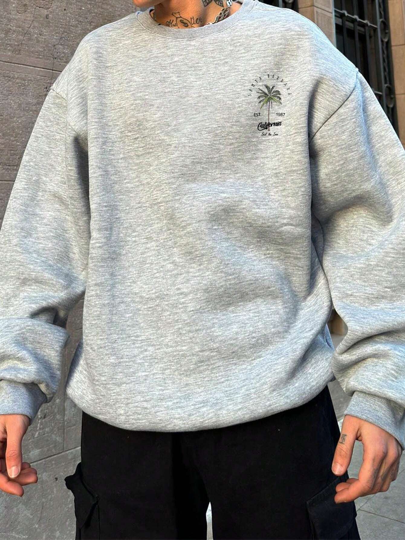 SXV 'SURF THE SUN’ Printed Cool Aesthetic Drop Shoulder Oversized Baggy Sweatshirt