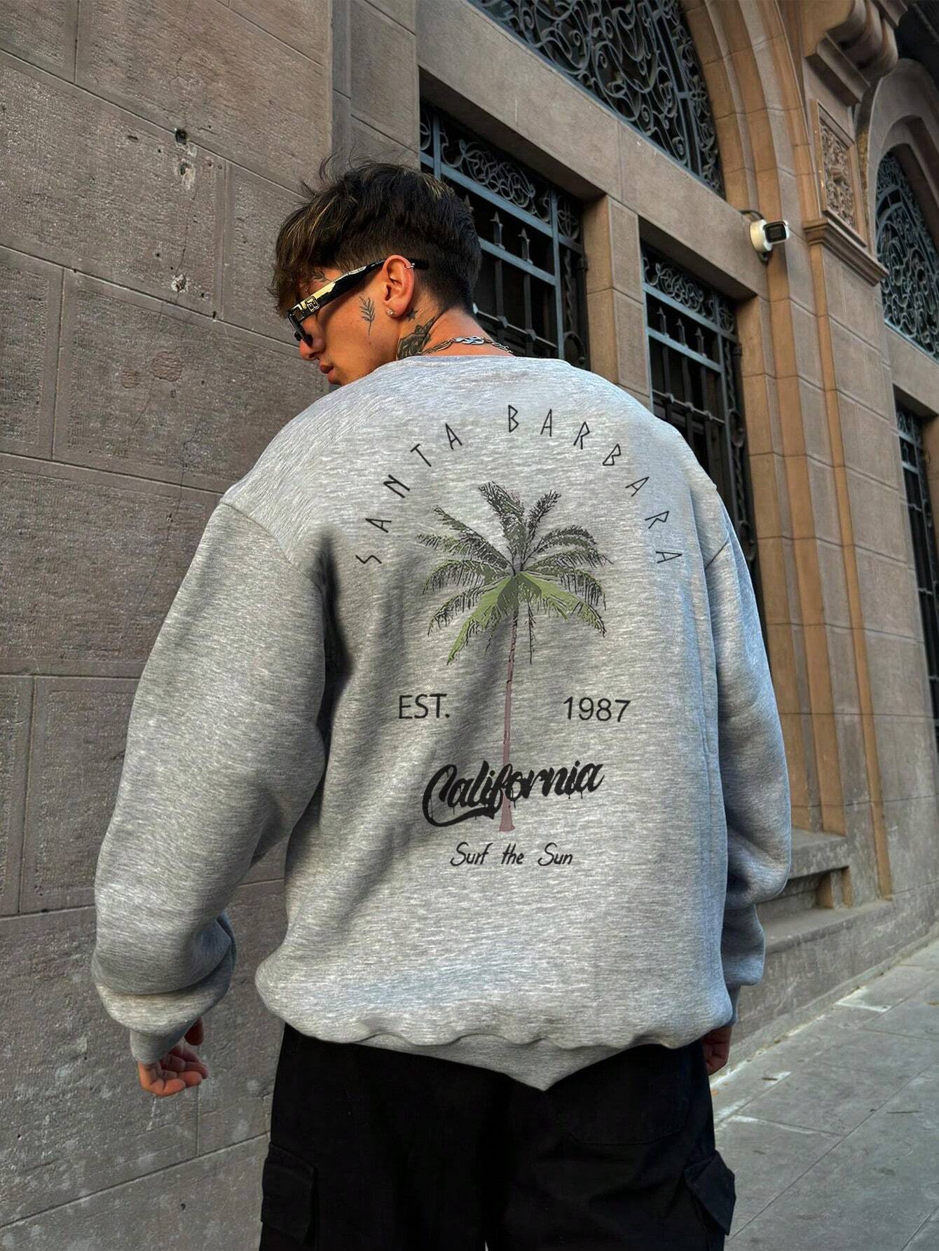 SXV 'SURF THE SUN’ Printed Cool Aesthetic Drop Shoulder Oversized Baggy Sweatshirt