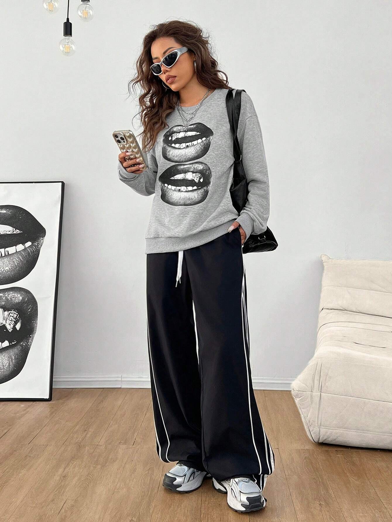 SXV Women's Y2K Streetwear Vintage Casual Graphics Loose Jumpers