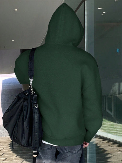 SXV Men's Plain Drawstring Hooded Drop Shoulder Sweatshirt,Fall Clothes