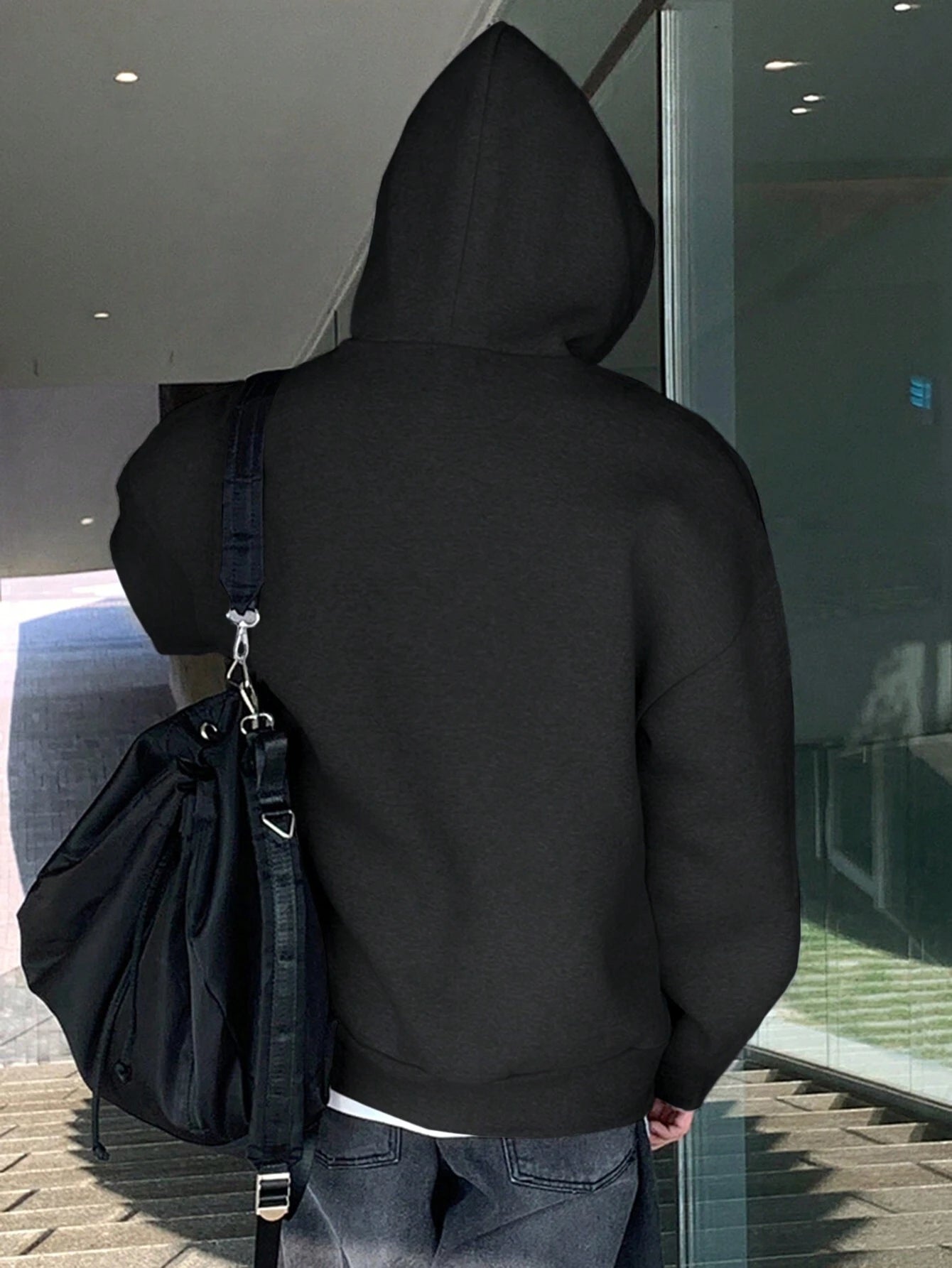 SXV Men's Plain Drawstring Hooded Drop Shoulder Sweatshirt,Fall Clothes