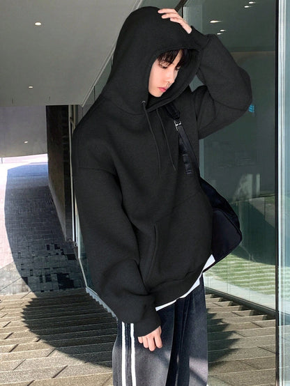 SXV Men's Plain Drawstring Hooded Drop Shoulder Sweatshirt,Fall Clothes