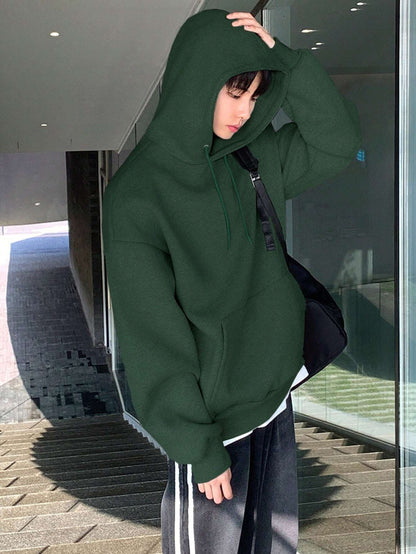 SXV Men's Plain Drawstring Hooded Drop Shoulder Sweatshirt,Fall Clothes