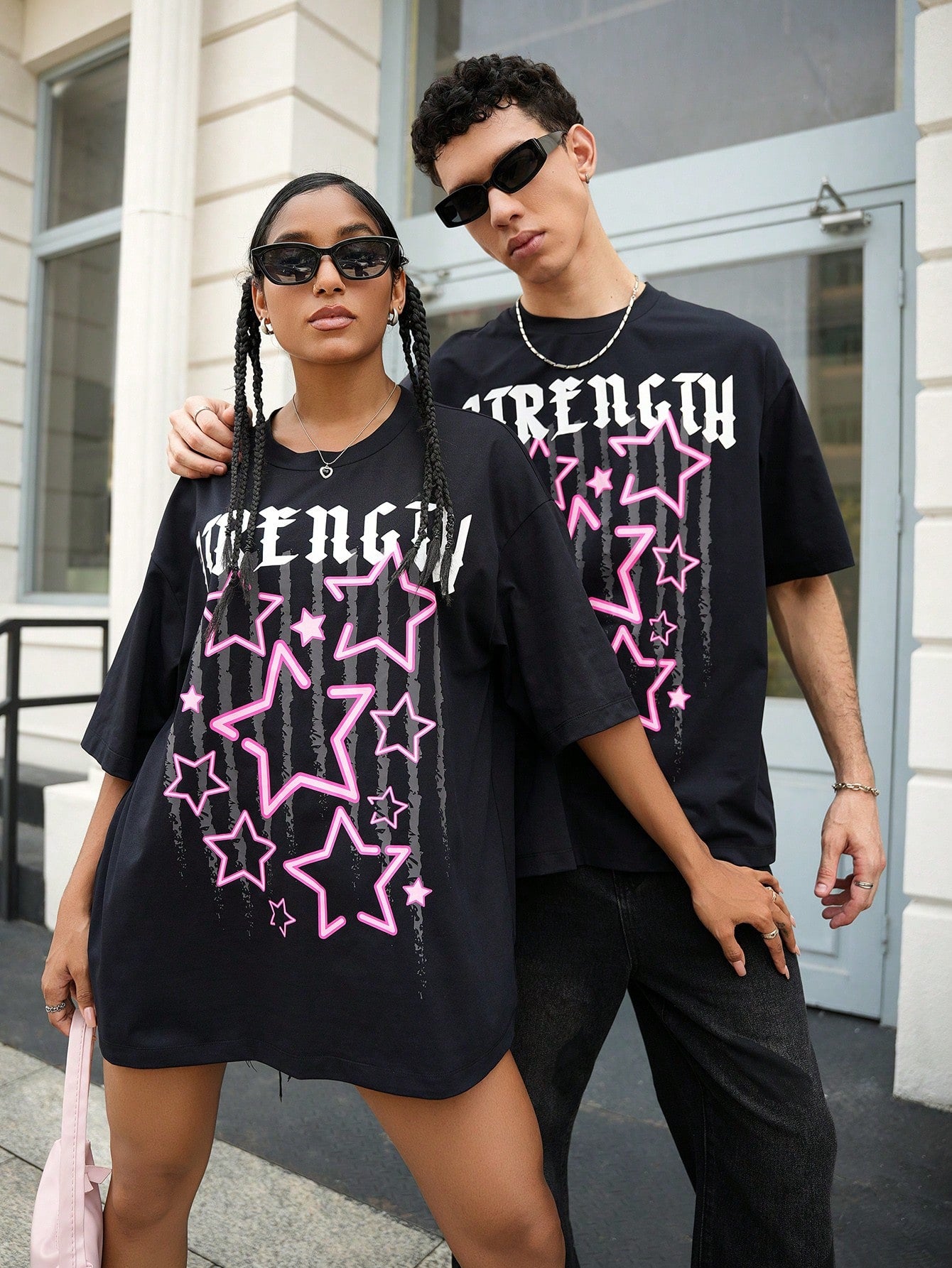 SXV 'Strength' Printed Cool Aesthetic Oversized Baggy T-shirt