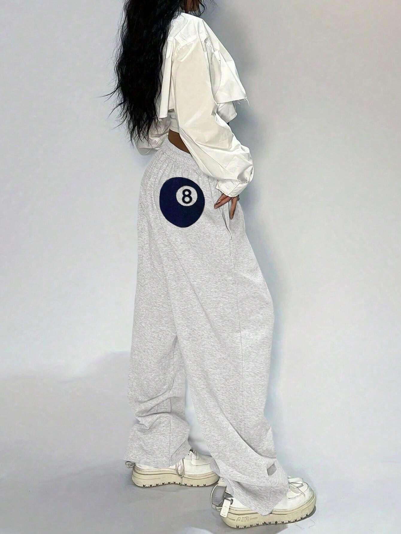 SXV Women's Billiard Print Drawstring Waist Wide Leg Loose Casual Sports Sweatpants