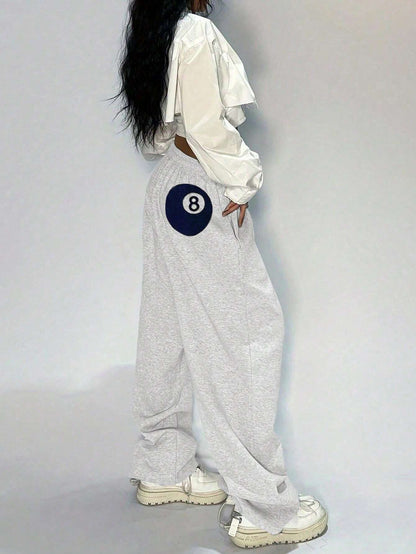 SXV Women's Billiard Print Drawstring Waist Wide Leg Loose Casual Sports Sweatpants