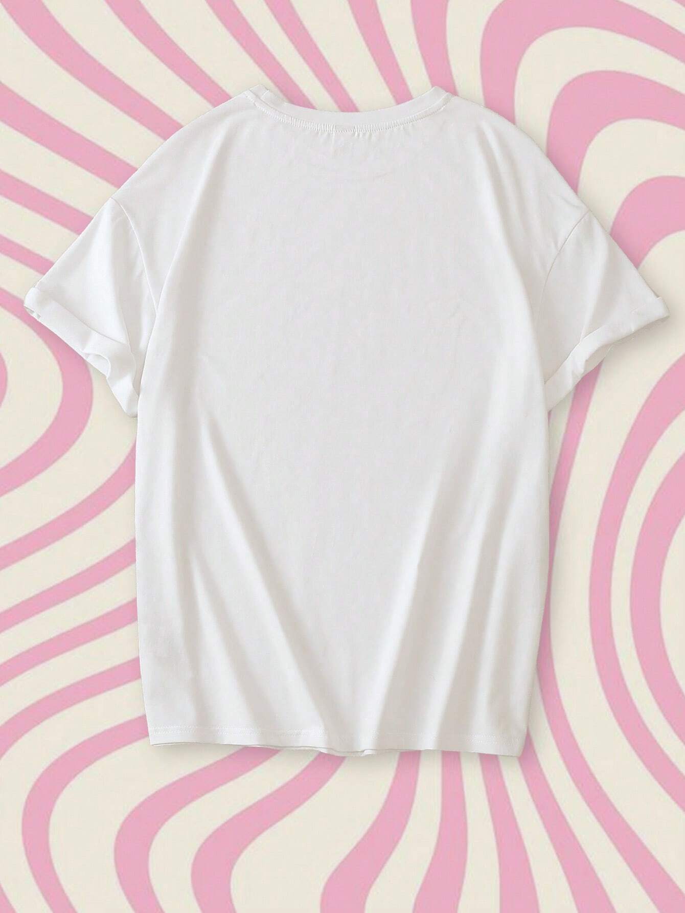 SXV Casual Oversized Slogan Graphic Round Neck Short Sleeve T-Shirt, Super Loose Fit Women Summer Tee