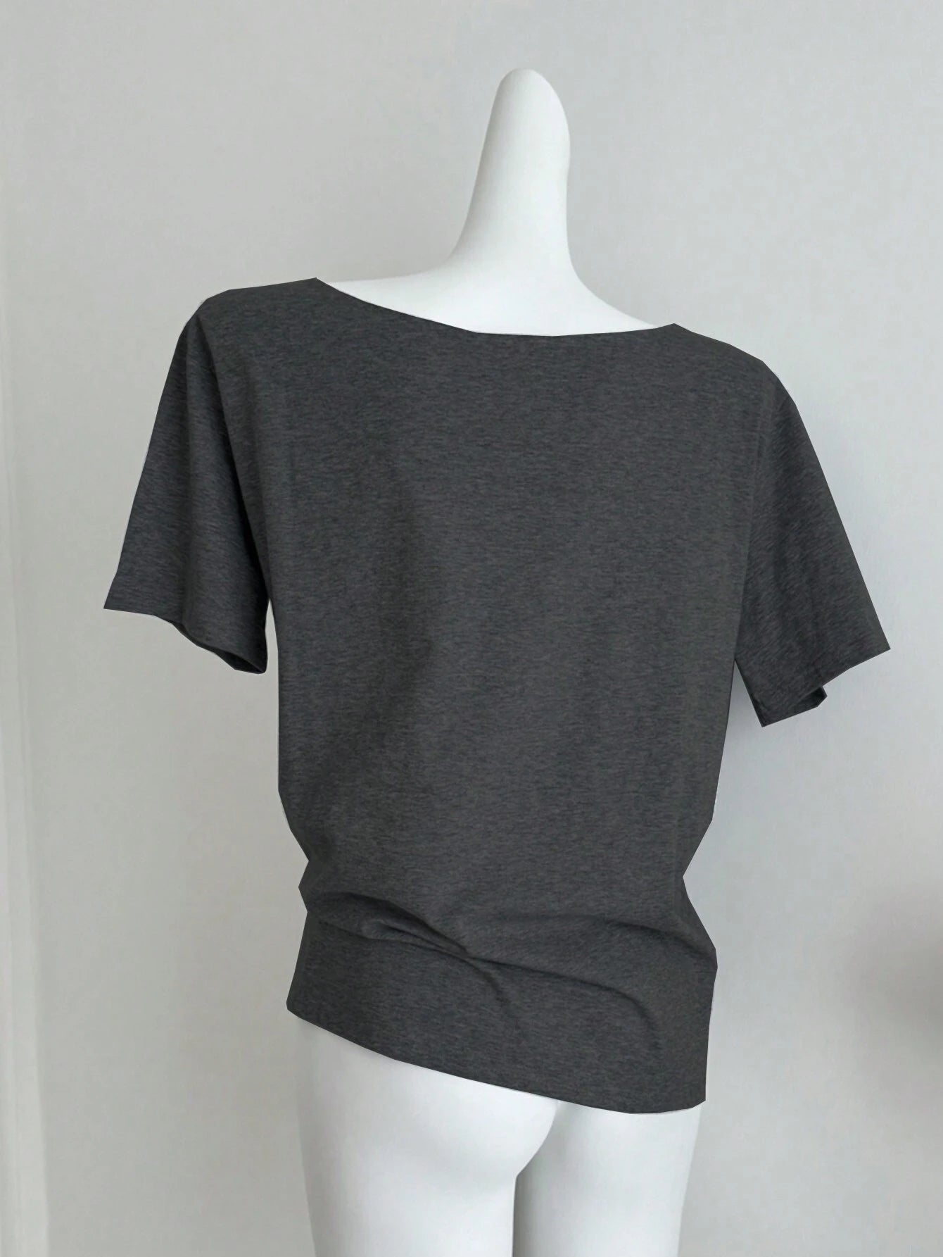 SXV Women's Summer Casual Loose Asymmetric Collar Digit Print Short Sleeve T-Shirt