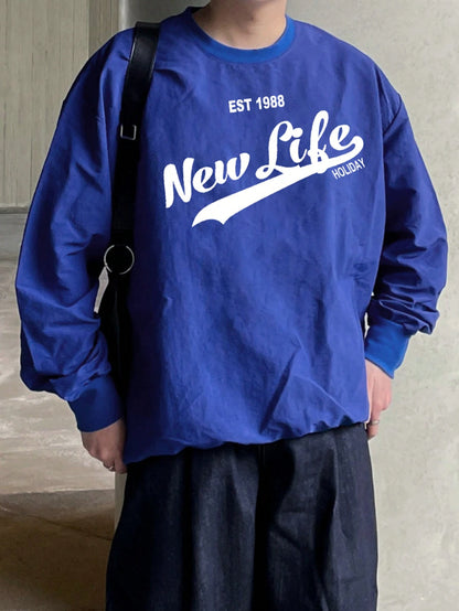 SXV NEW LIFE Men's Letter Print Pullover Sweatshirt, Autumn