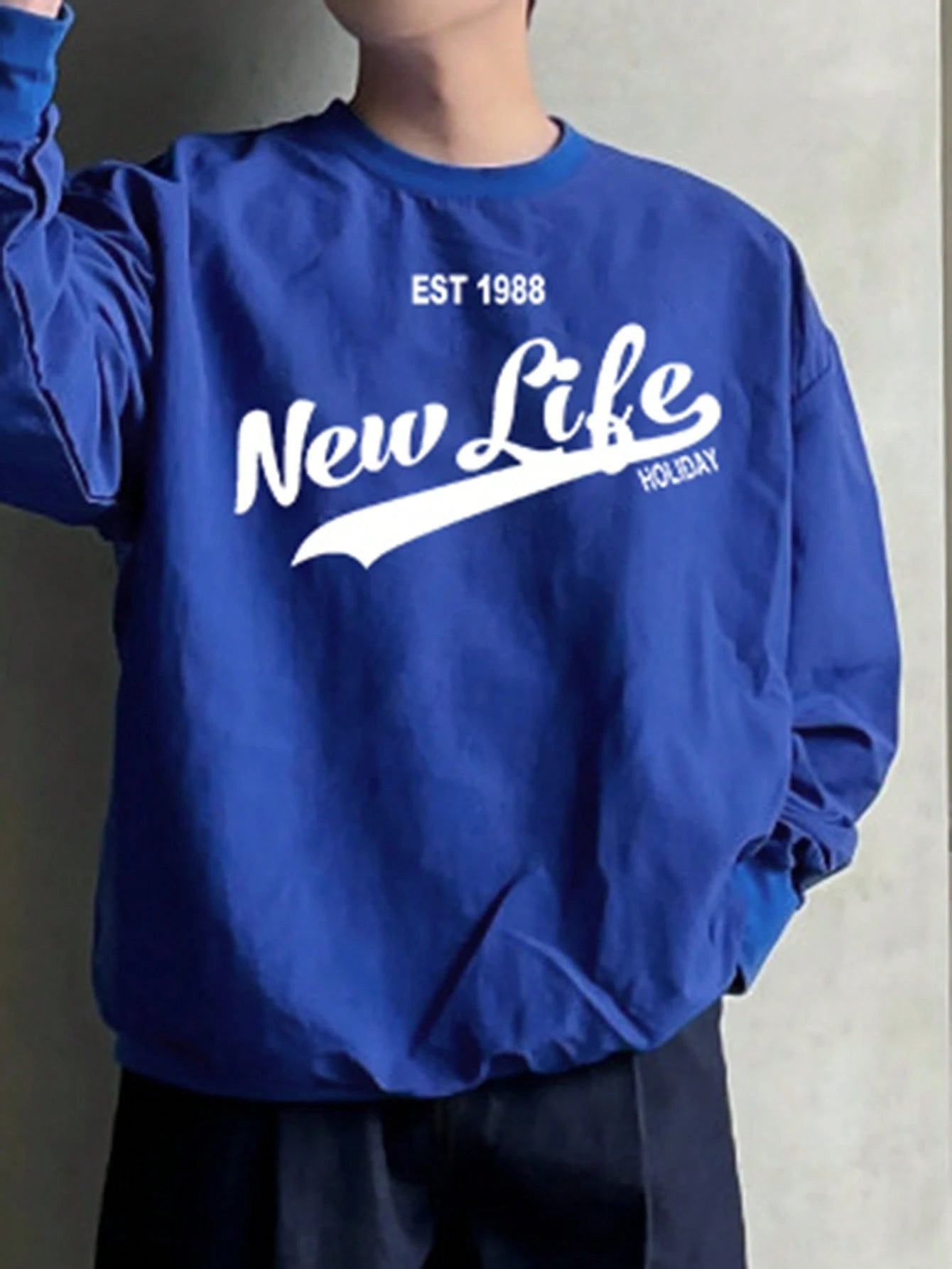 SXV NEW LIFE Men's Letter Print Pullover Sweatshirt, Autumn