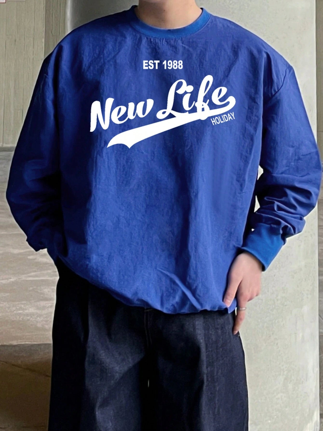 SXV NEW LIFE Men's Letter Print Pullover Sweatshirt, Autumn