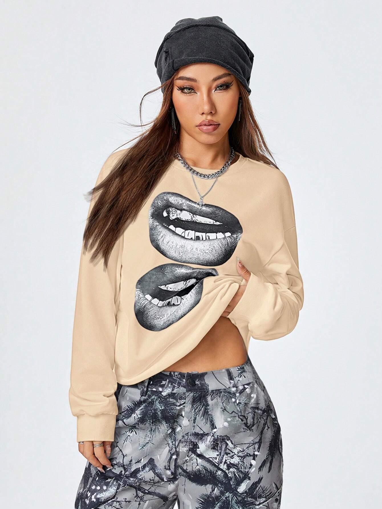 SXV Women's Y2K Streetwear Vintage Casual Graphics Loose Jumpers