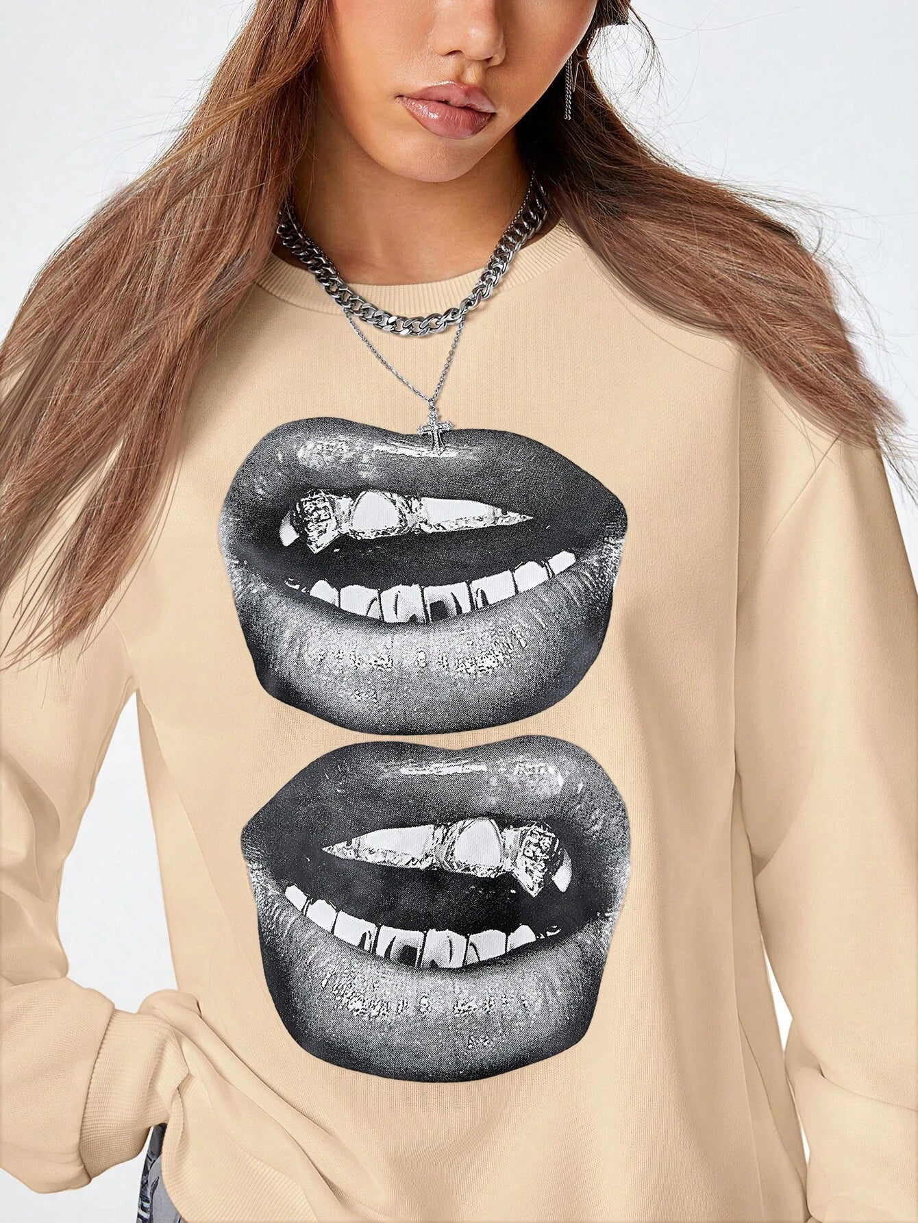 SXV Women's Y2K Streetwear Vintage Casual Graphics Loose Jumpers