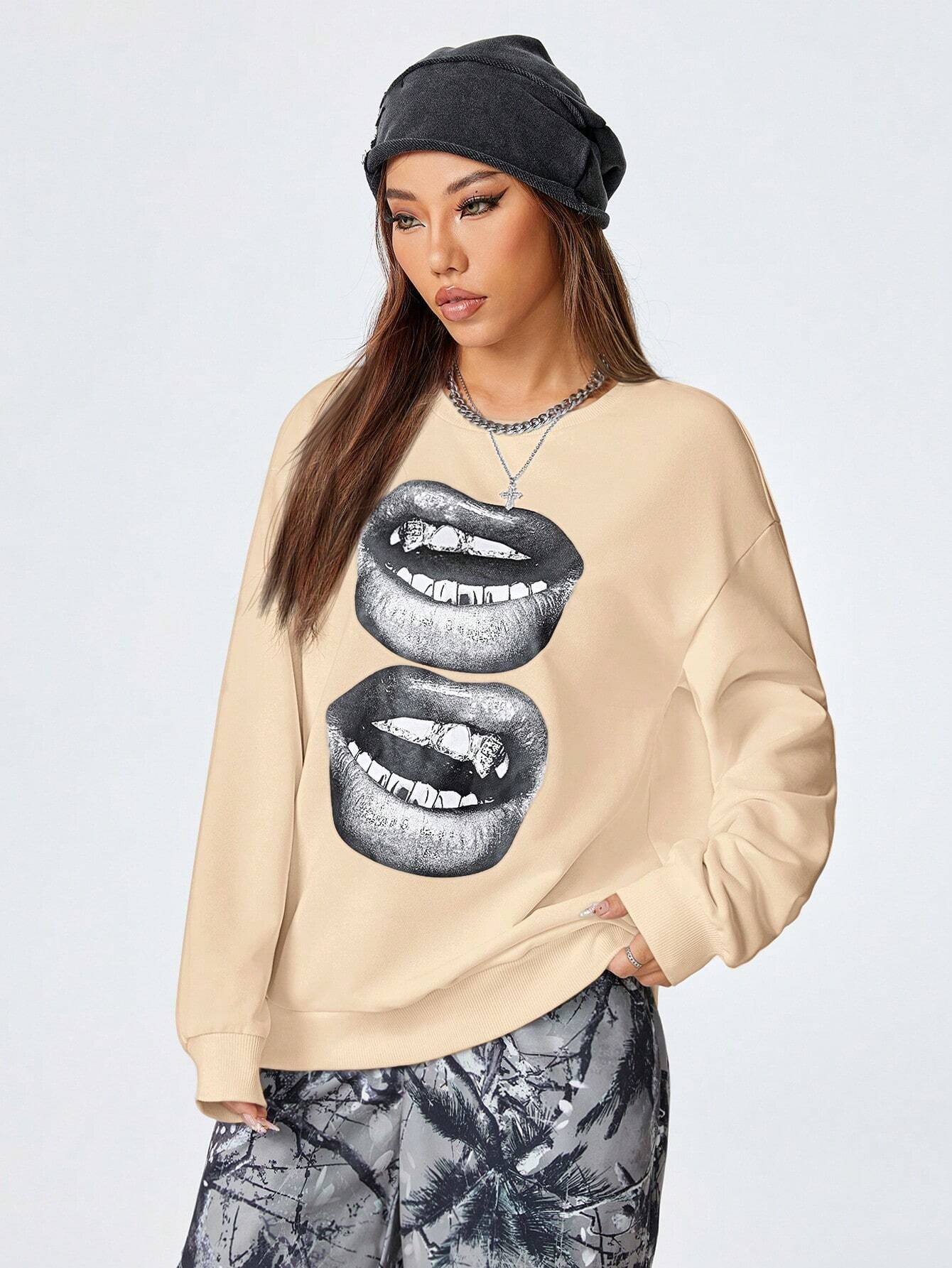 SXV Women's Y2K Streetwear Vintage Casual Graphics Loose Jumpers