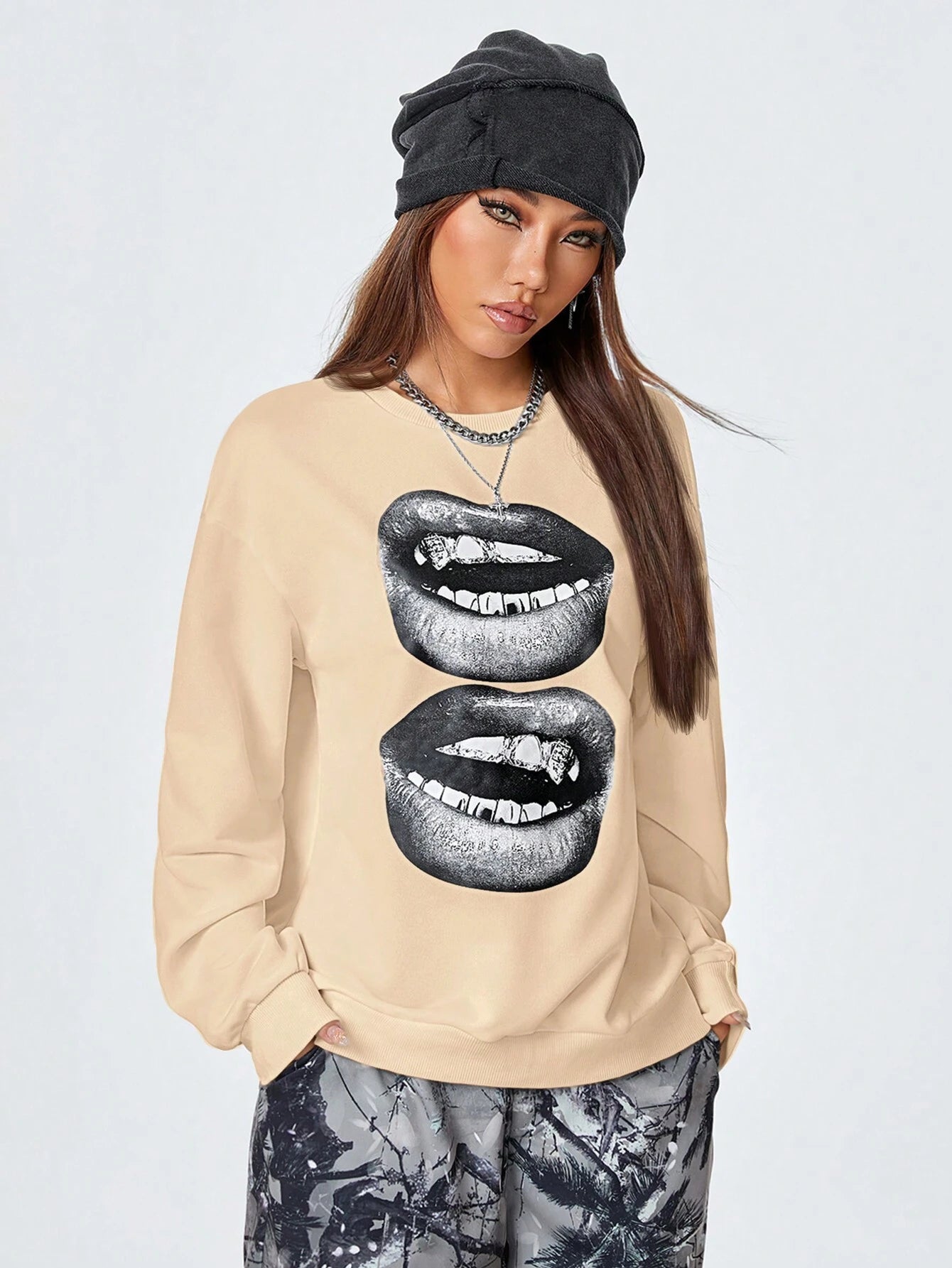 SXV Women's Y2K Streetwear Vintage Casual Graphics Loose Jumpers