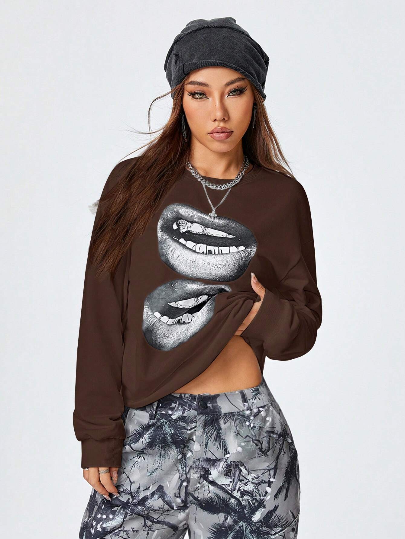SXV Women's Y2K Streetwear Vintage Casual Graphics Loose Jumpers