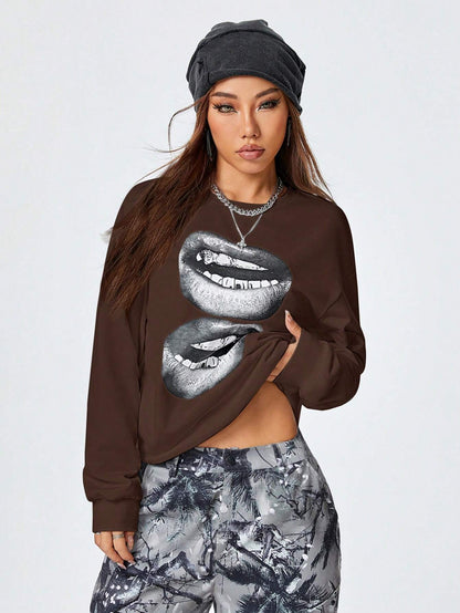 SXV Women's Y2K Streetwear Vintage Casual Graphics Loose Jumpers